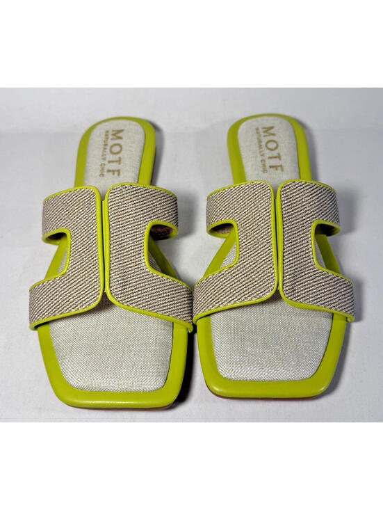 Shoes - MOTF Naturally Chic Square Toe Flat Sandal Shoes Yellow/Lime